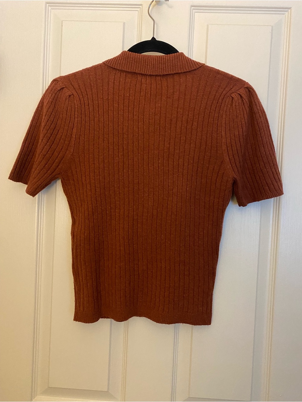 7 For All Mankind Rust Ribbed Polo Cardigan - Picture 4 of 4